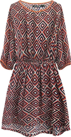 TUNIKA W GEOMETRYCZNE WZORY Z PASKIEM GRANATOWO-CEGLANA (6171/1)