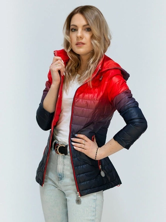 KURTKA OMBRE Z KAPTUREM CZERWONO-GRANATOWA (W616)