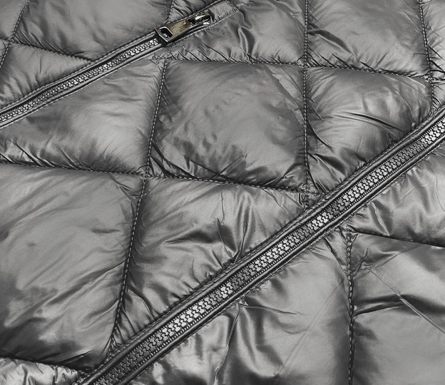 Długa kurtka pikowana damska szara (ag1-j9082)