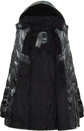 BŁYSZCZĄCA KURTKA ZIMOWA NA MISIU CZARNA (51034)