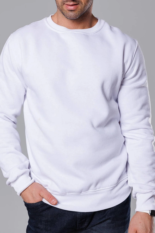 Męska bluza z okrągłym dekoltem biała (68B2001-1)