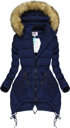 PIKOWANA KURTKA Z KAPTUREM GRANATOWA (3506W)