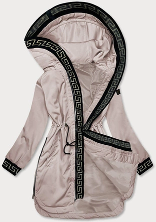 Cienka kurtka damska z ozdobną lamówką beżowa (B8142-51)