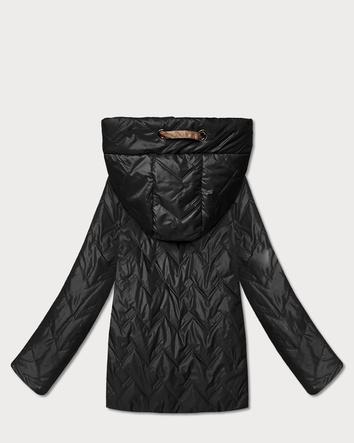 Pikowana kurtka damska z kapturem Goodlookin czarna (B8596/B6111-1)