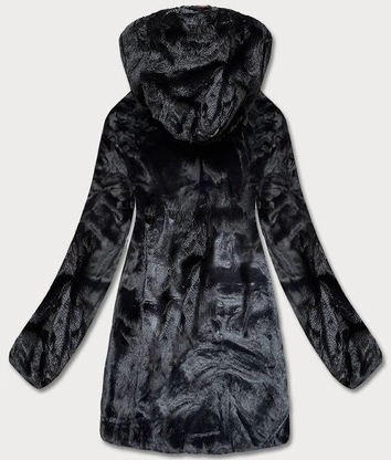 Dwustronna kurtka futro damska ciemnozielona (b8052-10)