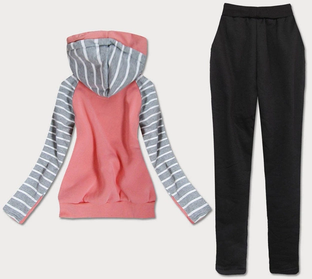 KOMPLET DRESOWY Z KAPTUREM ŁOSOSIOWO-SZARY (AMG740A)