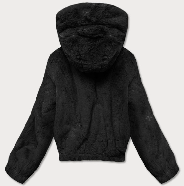 Krótka kurtka damska futro czarna (R8050-1)