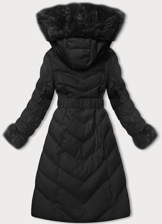 Zimowa kurtka z paskiem czarna (5M3156-392)