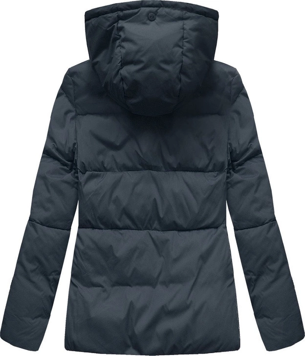 Zimowa krótka pikowana kurtka damska granatowa (7694)