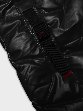 Metaliczna dopasowana zimowa kurtka damska Rosse Line czarna (7227)