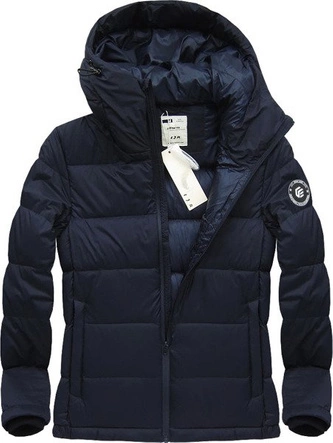 PIKOWANA KURTKA ZIMOWA Z PUCHEM NATURALNYM GRANATOWA (5010)