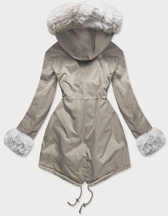 PARKA DAMSKA ZIMOWA NA MISIU BEŻ-ECRU (B530-46046)