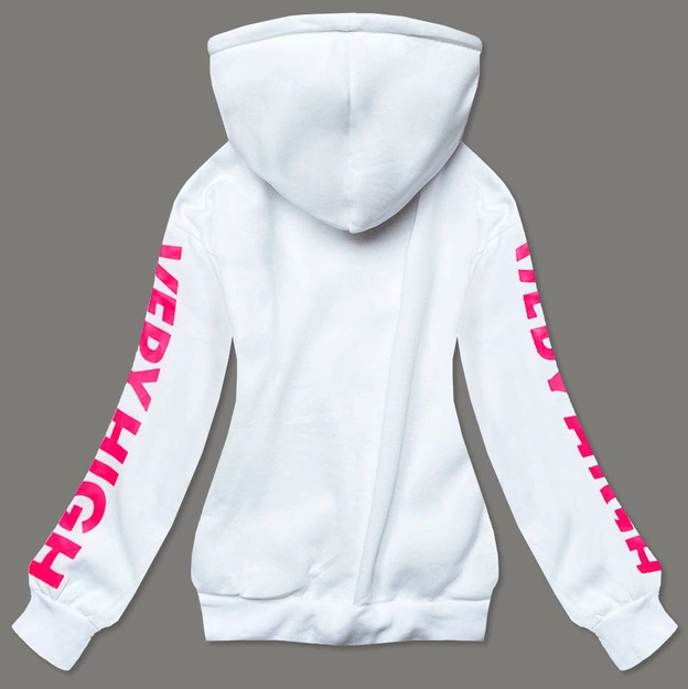 Bluza dresowa damska z nadrukiem biała (26012)