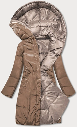 DŁUGA DWUSTRONNA KURTKA ZIMOWA CAPPUCCINO/CAMEL (L22-9852-62/301)