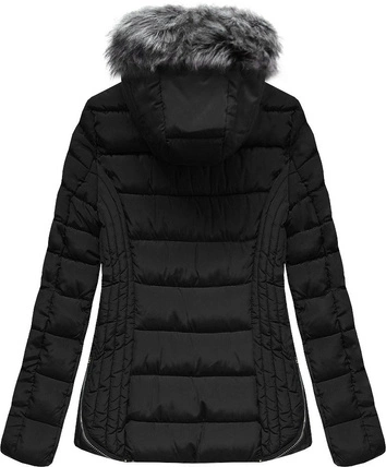 PIKOWANA KURTKA Z KAPTUREM CZARNA (B2631)