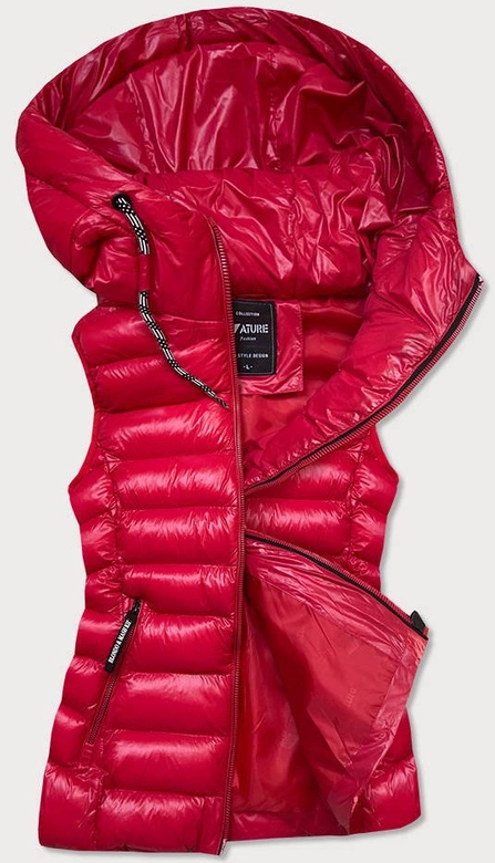 KAMIZELKA DAMSKA Z PUCHEM NATURALNYM CZERWONA (6816)