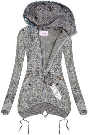 DŁUGA BLUZA Z KAPTUREM CIEMNOSZARA (LX2150)