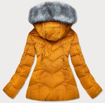 KRÓTKA KURTKA ZIMOWA DAMSKA Z KAPTUREM ŻÓŁTA (B9538-7)