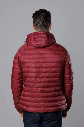 Pikowana kurtka męska z kapturem bordo (HM112-6)