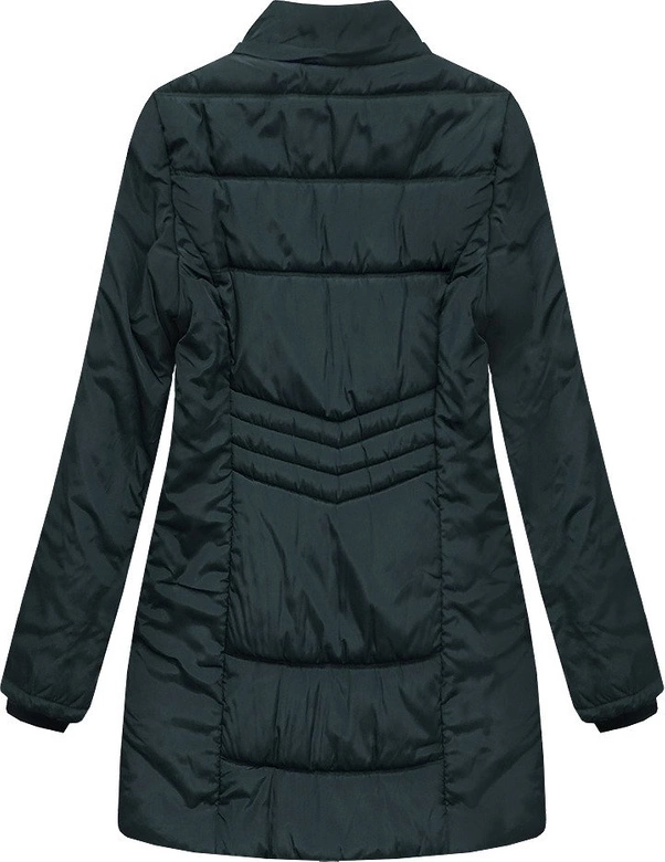 DŁUŻSZA PIKOWANA KURTKA Z KAPTUREM CIEMNOZIELONA (B2625-30)