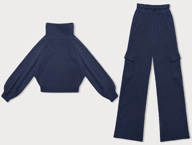 Casualowy komplet ze spodniami typu cargo granatowy (AMG-338A)