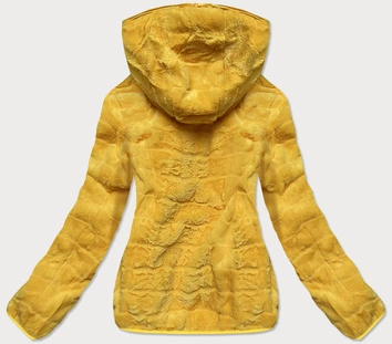 Krótka dwustronna kurtka damska przejściowa żółta (m832a)