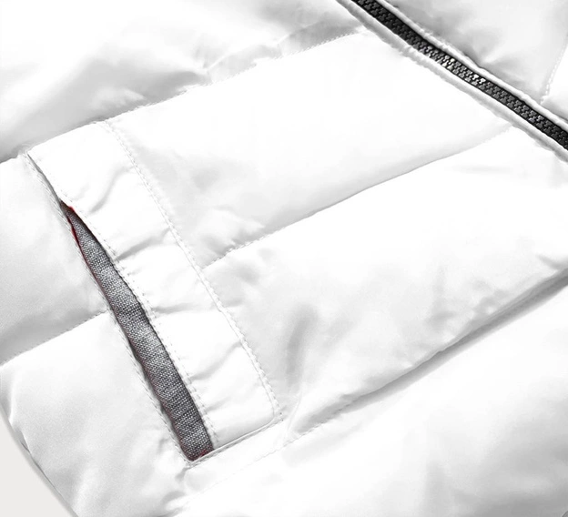 KRÓTKA KURTKA ZIMOWA DAMSKA Z KAPTUREM BIAŁA (717ART)