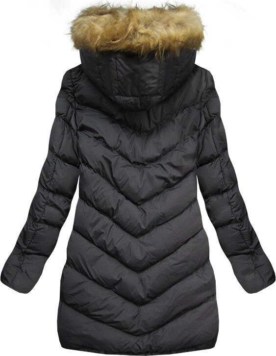 DWUSTRONNA PARKA Z KAPTUREM GRAFITOWO-CZARNA (MODEL16)