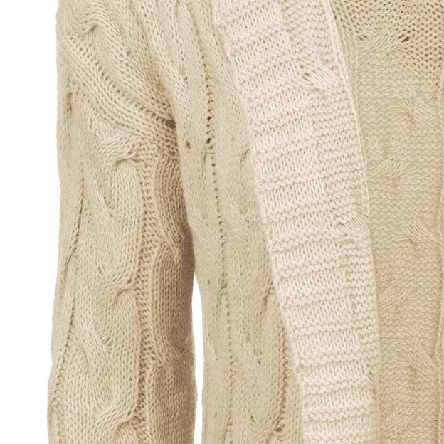 DŁUGI SWETER Z KAPTUREM I KIESZENIAMI BEŻOWY (111ART)