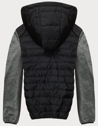 Sportowa kurtka męska z łączonych materiałów czarny-grafit (8M910-392)