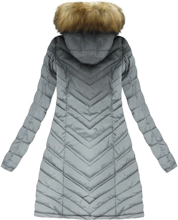 PIKOWANA KURTKA Z KAPTUREM SZARA (XW625-2X)