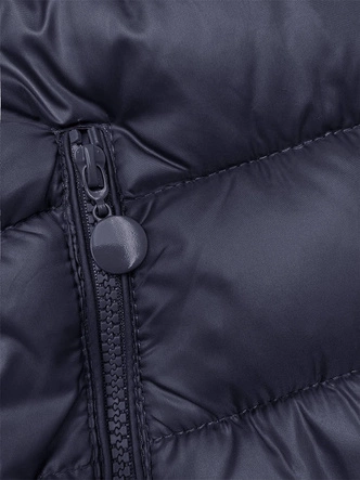 Pikowana zimowa kurtka damska z kapturem granatowa (YP-22075-2)
