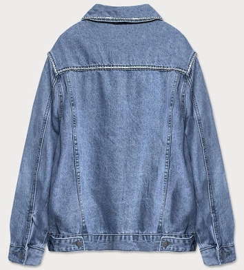 Jeansowa kurtka damska denim cyrkonie niebieska (t2861)