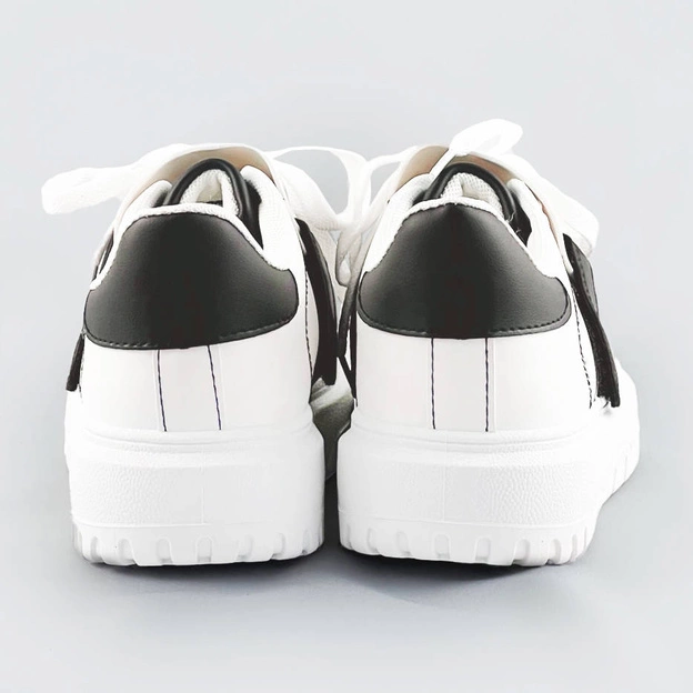 Damskie buty sportowe z nakładką na sznurowadła biało-czarne (ra2049)