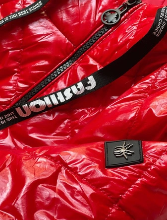 PIKOWANA KURTKA Z KAPTUREM CZERWONA (B9768)