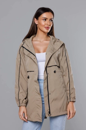 Cienka kurtka damska na podszewce beżowa (B8119-12)