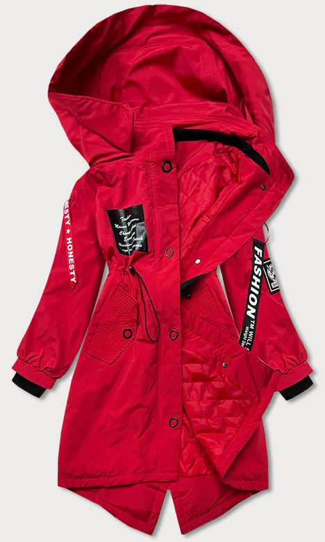 LEKKA DAMSKA PARKA CZERWONA (B9786-4)