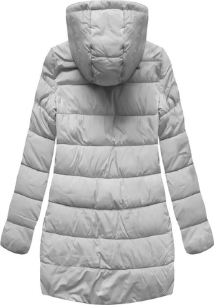 DAMSKA DŁUŻSZA KURTKA ZIMOWA Z KAPTUREM SZARA (B2642)