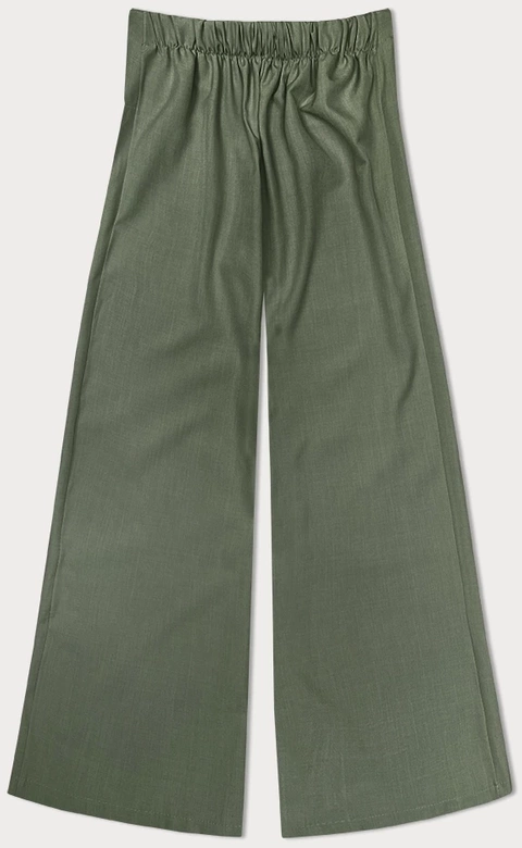 Eleganckie szerokie spodnie damskie khaki (33575)