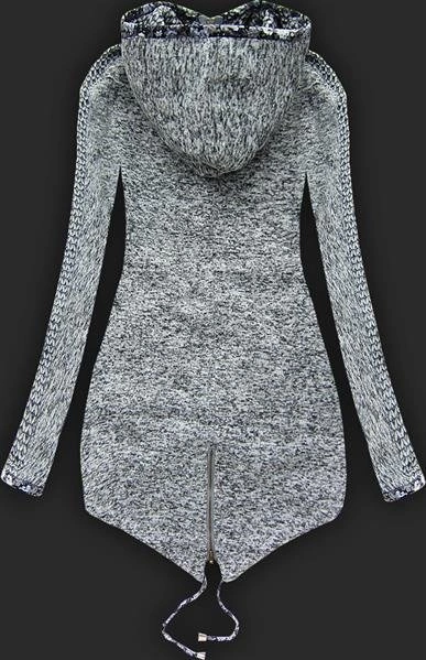 GRUBA BLUZA Z KAPTUREM CIEMNOSZARA (LX9921)