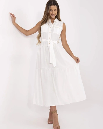 Elegancka sukienka maxi kremowa (A5032)