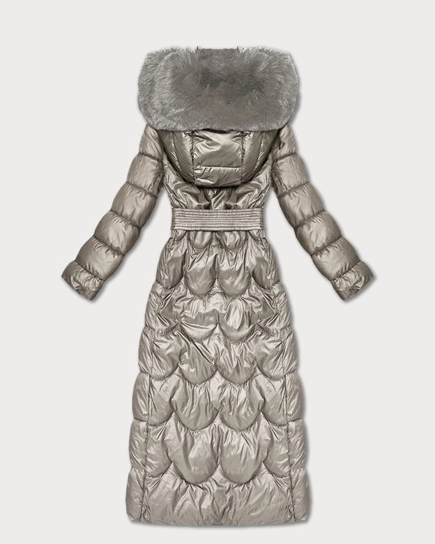 Klasyczny pikowany płaszcz z kapturem Minority beżowy (T3-2620#-62)