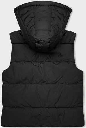Krótka kamizelka damska z kapturem j.style czarna (16M9112-392)