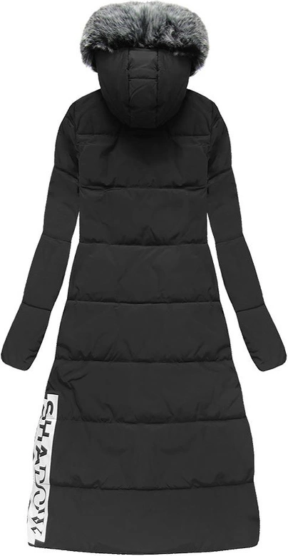 PŁASZCZ DAMSKI ZIMOWY Z PUCHEM NATURALNYM CZARNY (7078)