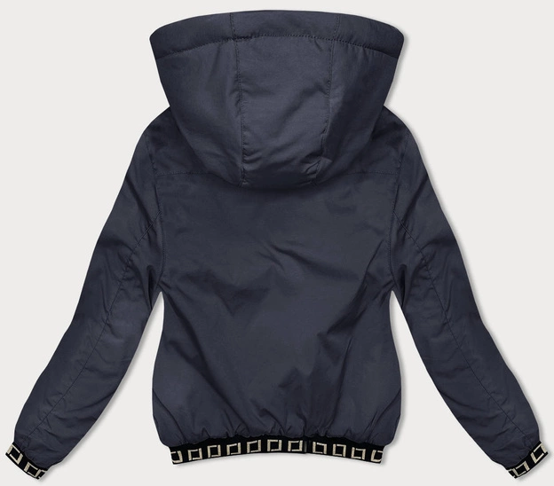 Krótka kurtka z ozdobnymi ściągaczami granatowa (16M9083-215)