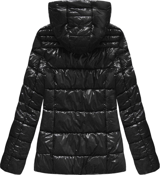 LAKIEROWANA PIKOWANA KURTKA DAMSKA CZARNA (7695)
