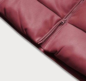 Ciepła kamizelka damska z ekoskóry bordowa (d-3231-67)