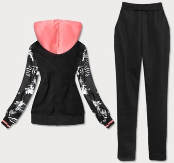 KOLOROWY DRES DAMSKI ŁOSOSIOWO-CZARNY (AMG681)