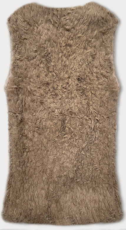 Futrzana kamizelka z długim włosem ciemny beż (1402)