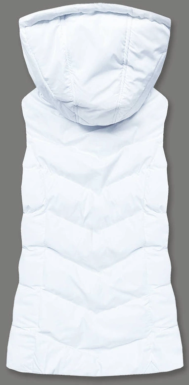 Puchowa kamizelka damska z kapturem biała (5M720-281)